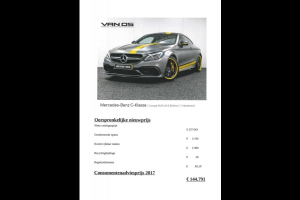 Mercedes-Benz C-Klasse Coupé AMG 63 S Edition 1 | Keramisch