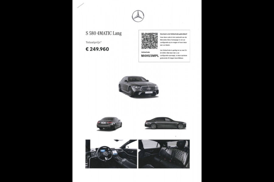 Mercedes-Benz S-Klasse S 580 V8 4MATIC Lang AMG Line | NP € 253406 | BTW Auto