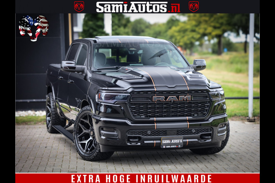 Dodge Ram 1500 Limited Night H.O 540HP 706Nm | Massage + Full Option | De Meest Luxe en Volle Pick-Up in zijn Klasse | Comfortabele Dubbele Cabine met Royale 5 Zitplaatsen | BPM vrij | Nu Leverbaar uit Voorraad | Voorraad Nr 2338 - 5404