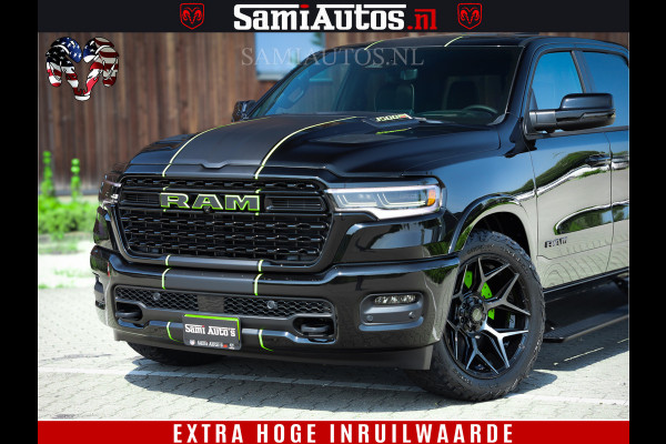 Dodge Ram 1500 Limited Night High Output 540HP 706Nm | Massage + Full Option | De Meest Luxe en Volle Pick-Up in zijn Klasse | Comfortabele Dubbele Cabine met Royale 5 Zitplaatsen | BPM vrij | Nu Leverbaar uit Voorraad | Voorraad Nr 2300 - 7689