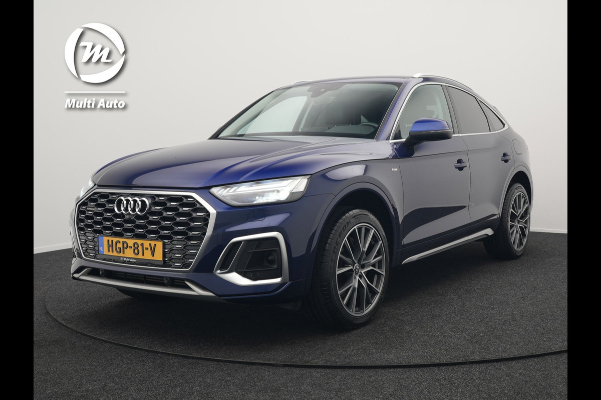 Audi Q5 Sportback 55 TFSI e Quattro S-Line Plug in Hybrid PHEV | Trekhaak af Fabriek | Alcantara Sportstoelen Verwarmd | Adaptive Cruise | Apple Carplay | Virtual | Navigatie | Camera | DAB |