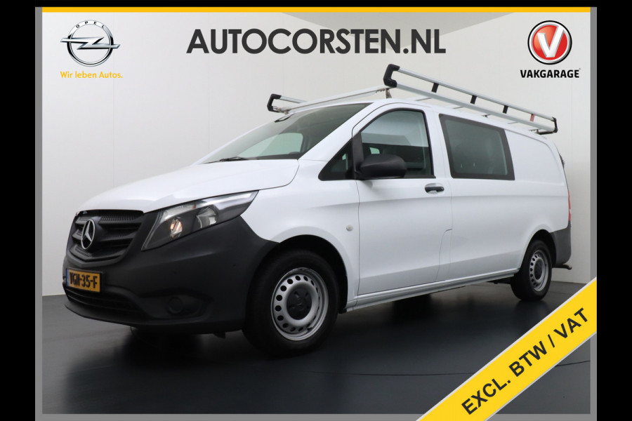 Mercedes-Benz Vito 114 2.2CDI 136PK Automaat DC 6-Persoons Dubbele Cabine Lang Airco Navi Camera Pdc Bluetooth Cruise Control Regen-Lichtsensor Pdc Betonplex Vloer Schuifdeur Imperiaal 1e Eigenaar Euro 6