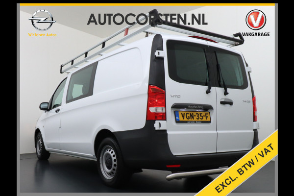Mercedes-Benz Vito 114 2.2CDI 136PK Automaat DC 6-Persoons Dubbele Cabine Lang Airco Navi Camera Pdc Bluetooth Cruise Control Regen-Lichtsensor Pdc Betonplex Vloer Schuifdeur Imperiaal 1e Eigenaar Euro 6