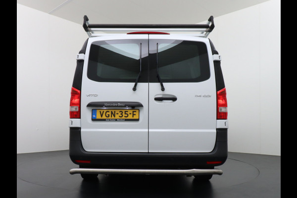 Mercedes-Benz Vito 114 2.2CDI 136PK Automaat DC 6-Persoons Dubbele Cabine Lang Airco Navi Camera Pdc Bluetooth Cruise Control Regen-Lichtsensor Pdc Betonplex Vloer Schuifdeur Imperiaal 1e Eigenaar Euro 6