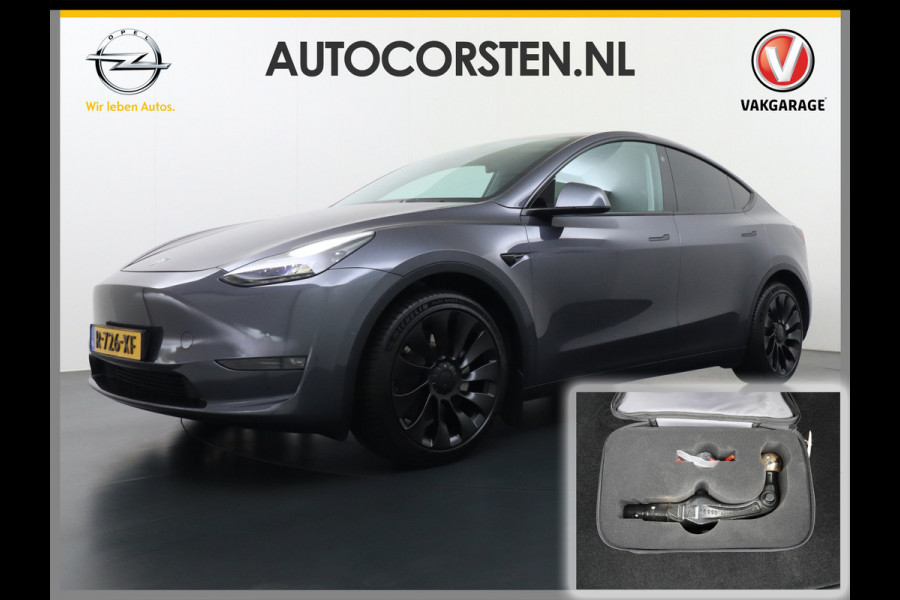 Tesla Model Y Long Range AWD 75kWh  Trekhaak Lmv 20" Wrmtepomp Leder Navi Ecc Premium Audio Stoel+Stuurverwarming Autopilot 3.0 Adaptieve Crui Memory Matrix Led Intel Atom® Processor Homelink 5 Achterbank verwarmd 4WD 1.600KG Trekgewicht