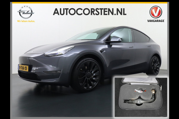 Tesla Model Y Long Range AWD 75kWh  Trekhaak Lmv 20" Wrmtepomp Leder Navi Ecc Premium Audio Stoel+Stuurverwarming Autopilot 3.0 Adaptieve Crui Memory Matrix Led Intel Atom® Processor Homelink 5 Achterbank verwarmd 4WD 1.600KG Trekgewicht