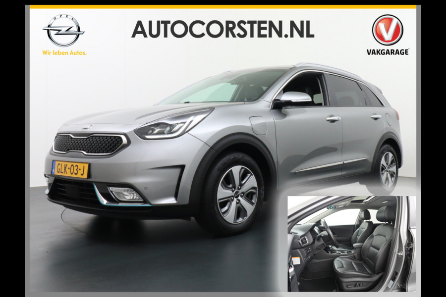 Kia Niro AUT-6 PHEV Plug In Hybride! Leer+Elektr.+Verwarmd+Gekoeld/Geventileerd! Schuifdak Navi Apple Android Carplay AutoPilot Stuurbekr Chroompack Priv.Glass Stuurverwarmd Licht+Regensensor €37.000 nieuw!