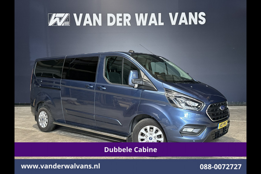 Ford Transit Custom 2.0 TDCI 170pk Automaat L2H1 Dubbele cabine Limited Euro6 Airco | 2x Zijdeur | Navigatie | Xenon Camera, Cruiscontrol, 5-zits, LED, LM Velgen, Trekhaak, Sidebars, Stoelverwarming, Verwarmde voorruit, Parkeersensoren