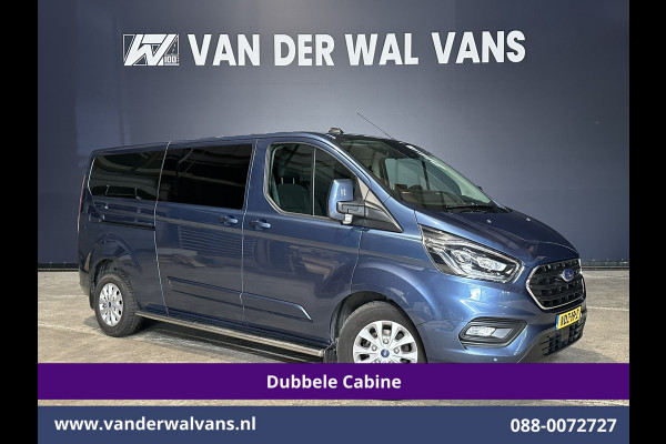 Ford Transit Custom 2.0 TDCI 170pk Automaat L2H1 Dubbele cabine Limited Euro6 Airco | 2x Zijdeur | Navigatie | Xenon Camera, Cruiscontrol, 5-zits, LED, LM Velgen, Trekhaak, Sidebars, Stoelverwarming, Verwarmde voorruit, Parkeersensoren