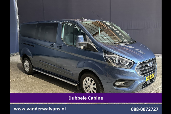 Ford Transit Custom 2.0 TDCI 170pk Automaat L2H1 Dubbele cabine Limited Euro6 Airco | 2x Zijdeur | Navigatie | Xenon Camera, Cruiscontrol, 5-zits, LED, LM Velgen, Trekhaak, Sidebars, Stoelverwarming, Verwarmde voorruit, Parkeersensoren