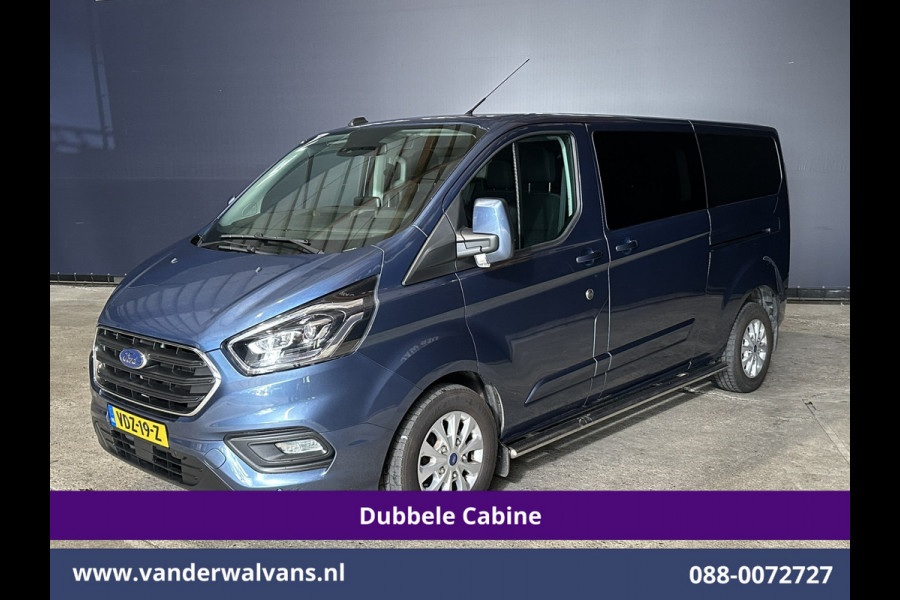 Ford Transit Custom 2.0 TDCI 170pk Automaat L2H1 Dubbele cabine Limited Euro6 Airco | 2x Zijdeur | Navigatie | Xenon Camera, Cruiscontrol, 5-zits, LED, LM Velgen, Trekhaak, Sidebars, Stoelverwarming, Verwarmde voorruit, Parkeersensoren