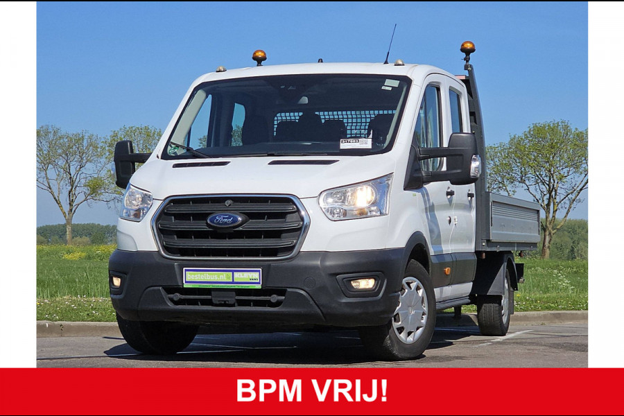 Ford Transit 350 2.0 TDCI L4H1 DC Trend Open Laadbak, Adaptieve Cruise, Airco, Trekhaak, Camera, 170 PK, Euro6!