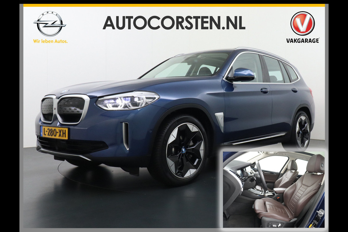 BMW iX3 High Executive 80kWh Leer+Elektr.-verst. Adap.Cruise Apple Carplay Android Auto Navi Ecc 360°Camera Panoramaschuifdak Harman&Kar Stoelverwarming Parkeer+Achteruitrij assistent Led Origineel Nederlandse Auto Zeer compleet! € 73.000 nieuw!