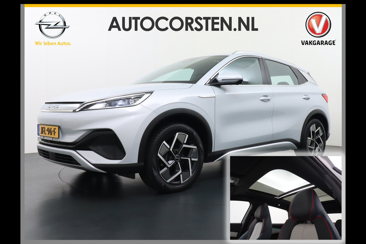 BYD ATTO 3 60kWh Design Pano-dak Leer+Elektr.Verst. Warmtepomp Adaptieve-Cr 360°Camera Apple Carplay Android Auto Elektr.A-klep Design Cont Verkeersbord detectie WiFi DAB Led Rijstrooksensor Fabrieksgarantie tot 31-7-2029/150.000km Garantie op de tractiebatterij tot 31-7-2031/200.000km  44.000 euro nieuw!