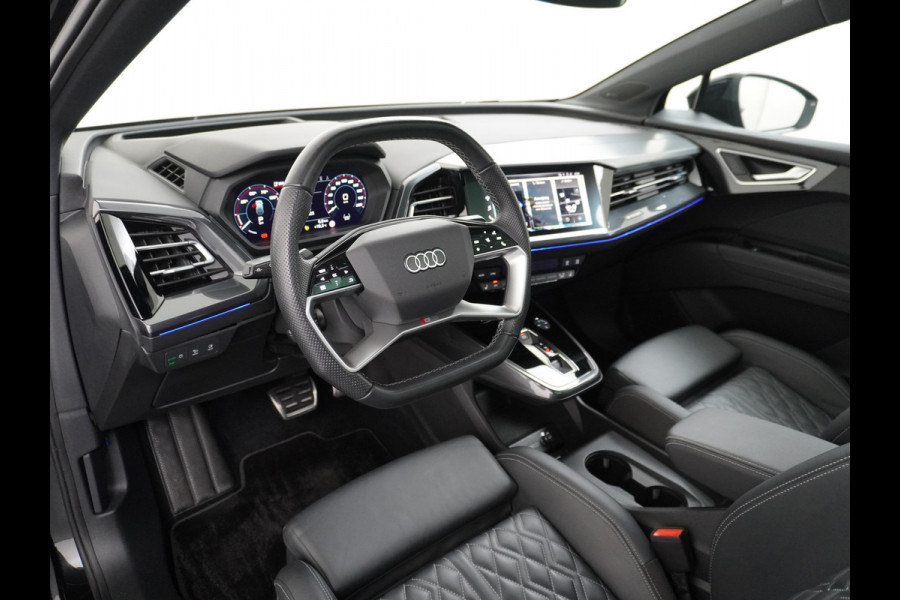 Audi Q4 e-tron 50 Quattro 300pk S-Line Competition Pano-dak Leer Matrix-Led 21" 77kWh Sonos®-Audio Warmtepomp Adaptive-CruiseHead-Up-Display La Assistentie Pack Comfort-plus Pack Dynamic Pack Interieur Pack Keyless Pack Automatisch grootlicht Privacy-Glass Zeer compleet Grote Accu €75.000 nieuw