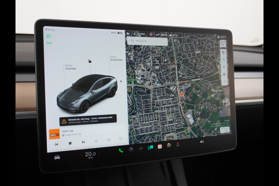 Tesla Model Y Long Range AWD 75kWh  Trekhaak Lmv 20" Wrmtepomp Leder Navi Ecc Premium Audio Stoel+Stuurverwarming Autopilot 3.0 Adaptieve Crui Memory Matrix Led Intel Atom® Processor Homelink 5 Achterbank verwarmd 4WD 1.600KG Trekgewicht