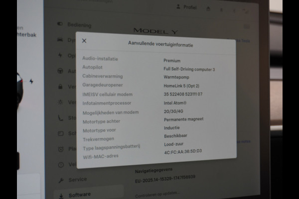 Tesla Model Y Long Range AWD 75kWh  Trekhaak Lmv 20" Wrmtepomp Leder Navi Ecc Premium Audio Stoel+Stuurverwarming Autopilot 3.0 Adaptieve Crui Memory Matrix Led Intel Atom® Processor Homelink 5 Achterbank verwarmd 4WD 1.600KG Trekgewicht