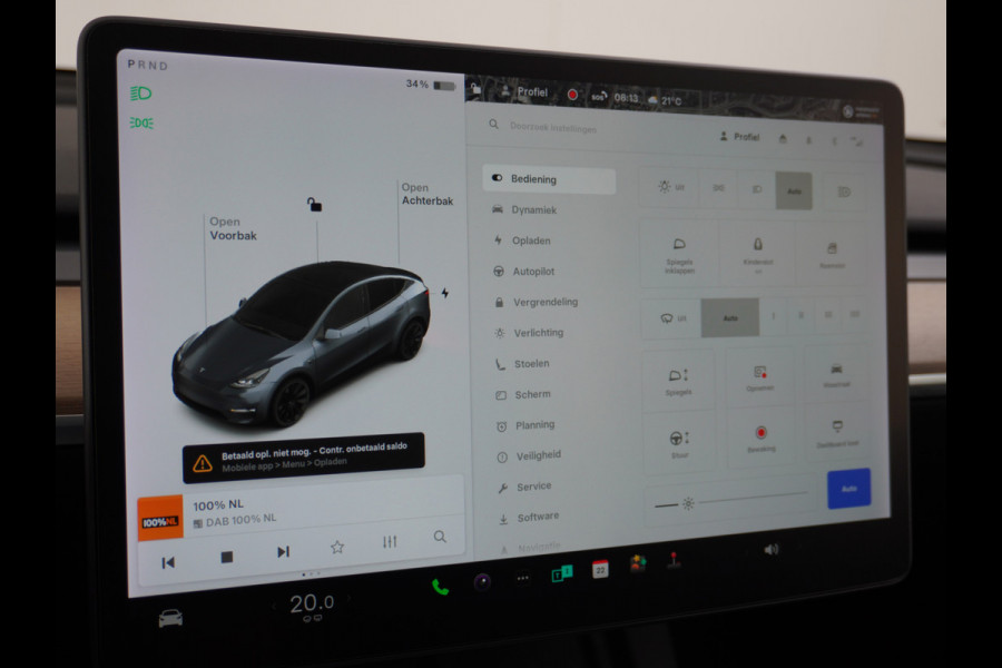 Tesla Model Y Long Range AWD 75kWh  Trekhaak Lmv 20" Wrmtepomp Leder Navi Ecc Premium Audio Stoel+Stuurverwarming Autopilot 3.0 Adaptieve Crui Memory Matrix Led Intel Atom® Processor Homelink 5 Achterbank verwarmd 4WD 1.600KG Trekgewicht