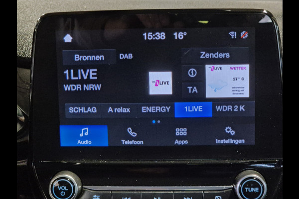 Ford Fiesta 1.0 EcoBoost Hybrid Titanium,Android/Carplay/navigatie,airco.cruise,stoel/stuur/voorruit verwarming,parkeesensoren,