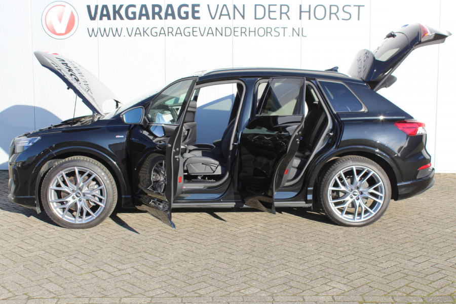 Audi Q4 e-tron 50 quattro S-Edition 77kWh. ELEKTRISCH ! Voorzien van diverse opties ! Autm. airco dual, navigatie, telefoonvoorb., elektr. panodak, LM wielen, DAB radio, camera, parkeersensoren, head-up display, elektr. achterklep, lederen int., stoel- en stuurwiel verw. etc.