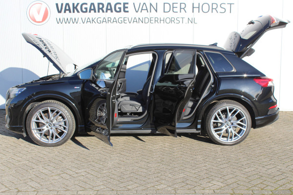 Audi Q4 e-tron 50 quattro S-Edition 77kWh. ELEKTRISCH ! Voorzien van diverse opties ! Autm. airco dual, navigatie, telefoonvoorb., elektr. panodak, LM wielen, DAB radio, camera, parkeersensoren, head-up display, elektr. achterklep, lederen int., stoel- en stuurwiel verw. etc.