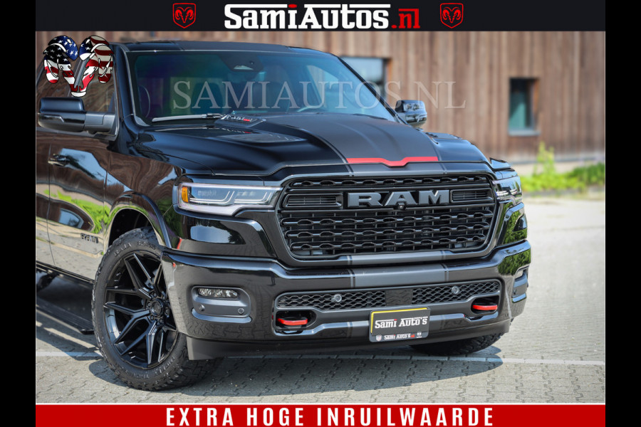Dodge Ram 1500 Limited Night High Output 540HP 706Nm | Massage + Full Option | De Meest Luxe en Volle Pick-Up in zijn Klasse | Comfortabele Dubbele Cabine met Royale 5 Zitplaatsen | BPM vrij | Nu Leverbaar uit Voorraad | Voorraad Nr 2334 - 5409