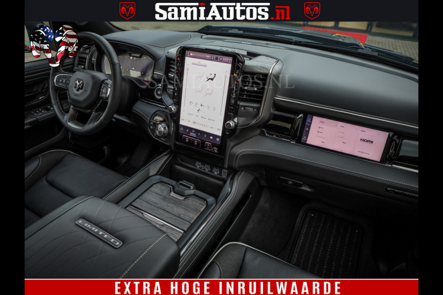 Dodge Ram 1500 Limited Night High Output 540HP 706Nm | Massage + Full Option | De Meest Luxe en Volle Pick-Up in zijn Klasse | Comfortabele Dubbele Cabine met Royale 5 Zitplaatsen | BPM vrij | Nu Leverbaar uit Voorraad | Voorraad Nr 2334 - 5409