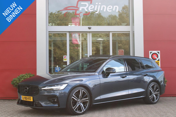 Volvo V60 2.0 B3 R-DESIGN 177PK MILD HYBRID GEARTRONIC 8 | PANORAMISCH SCHUIF/KANTELDAK | PREMIUM AUDIO BY HARMAN KARDON | 19" 5-TRIPPLE SPAAKS BLACK/DIAMAND CUT LICHTMETALEN VELGEN | BLINDSPOT INFOMATION SYSTEM (BLIS) | VERWARMDE VOORRUIT |VERWARMDE AQUABLADE RUITENWISSERBLADEN | PILOT ASSIST | APPLE CARPLAY / ANDROID AUTO | DODEHOEKDETECTIE |  ADAPTIEVE CRUISECONTROL | R-DESIGN BEKLEDING MET NAPPA LEDER I.C.M. OPEN GRID TEXTIEL | ELEKTRISCH VERSTELBARE CONTOUR STOELEN (SPORTSTOELEN) MET GEHEUGEN OP BEIDE VOORSTOELEN |VERWARMDE VOORSTOELEN EN ACHTERBANK | VERWARMD STUURWIEL | P