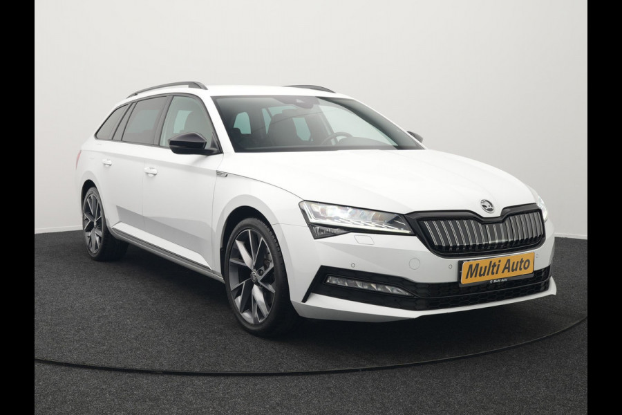 Škoda Superb Combi 1.4 TSI iV Sportline Business Plug In Hybrid 218pk Dealer O.H PHEV | Adaptive Cruise | Alcantara Sportstoelen Memory & Verwarmd | Apple Carplay | Sfeerverlichting | Keyless | Blis | Camera | Virtual | Navigatie | DAB |