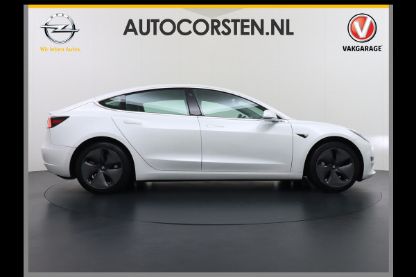 Tesla Model 3 RWD SR+ 60kWh 325PK Lmv  AutoPilot Leder PanoDak Adaptive-Cruise Lmv Camera's Elektr.-Stuur+Stoelen+Spiegels+Geheugen+Easy-Entry Navi LED Comfortstoelen ACC DAB Voorverwarmen interieur via App Keyless via Telefoonsleutel One-Pedal-Drive Origineel Nederlandse auto tot 11kw laden thuis! 1.584kg licht!
