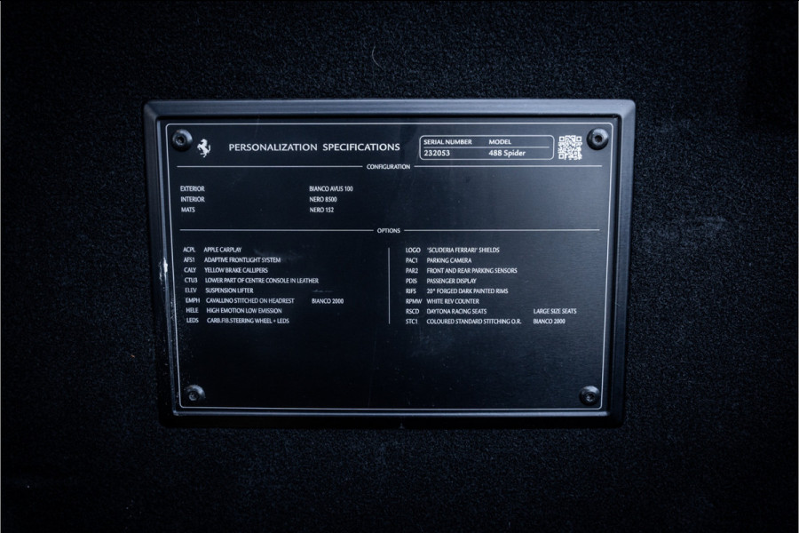Ferrari 488 3.9 Spider HELE - Passenger Display | Lift | Camera | Carplay