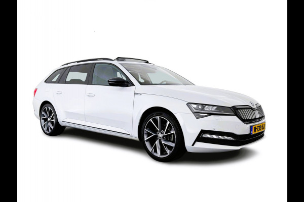 Škoda Superb Combi 1.4 TSI iV Plug-In Sportline Business {SOH-93%} (INCL-BTW) Aut. *PANO | LEATHER-ALCANTARA | FULL-LED | DIGI-COCKPIT | CANTON-SOUND | AMBIENT-LIGHT | CAMERA | NAVI-FULLMAP | DAB+ | KEYLESS | HEATED-SPORTSEATS | PRIVACY-GLASS | ECC | 19"ALU*