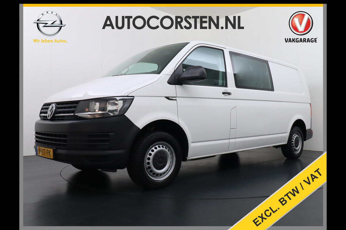 Volkswagen Transporter 2.0TDI L2H1 DUBBELE CABINE Apple Carplay Android Auto Trekhaak Airco Comfortline Betonplex Vloer Lat om Lat betimmering Euro 6 Schuifdeur Origineel Nederlandse Auto