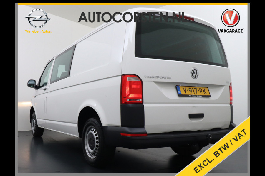 Volkswagen Transporter 2.0TDI L2H1 DUBBELE CABINE Apple Carplay Android Auto Trekhaak Airco Comfortline Betonplex Vloer Lat om Lat betimmering Euro 6 Schuifdeur Origineel Nederlandse Auto