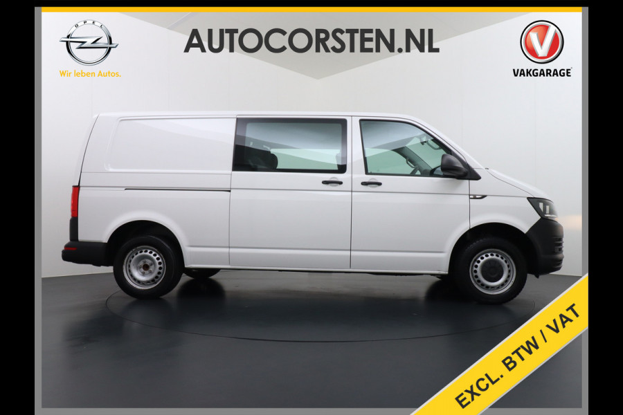 Volkswagen Transporter 2.0TDI L2H1 DUBBELE CABINE Apple Carplay Android Auto Trekhaak Airco Comfortline Betonplex Vloer Lat om Lat betimmering Euro 6 Schuifdeur Origineel Nederlandse Auto