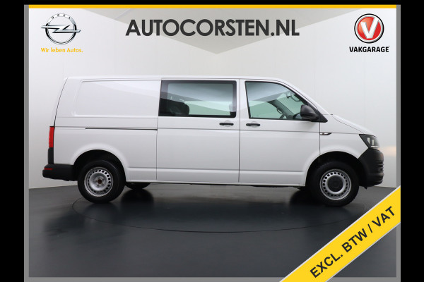 Volkswagen Transporter 2.0TDI L2H1 DUBBELE CABINE Apple Carplay Android Auto Trekhaak Airco Comfortline Betonplex Vloer Lat om Lat betimmering Euro 6 Schuifdeur Origineel Nederlandse Auto
