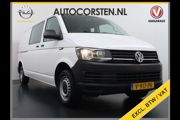 Volkswagen Transporter 2.0TDI L2H1 DUBBELE CABINE Apple Carplay Android Auto Trekhaak Airco Comfortline Betonplex Vloer Lat om Lat betimmering Euro 6 Schuifdeur Origineel Nederlandse Auto
