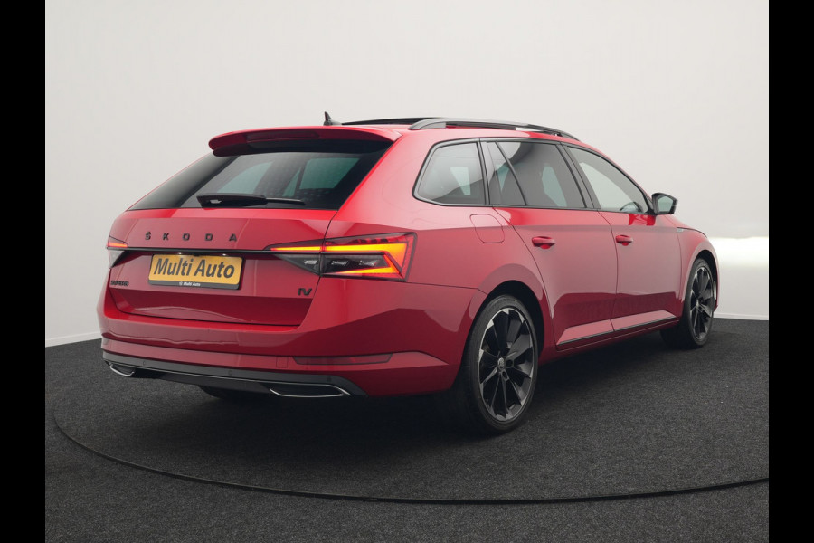 Škoda Superb Combi 1.4 TSI iV Sportline Business Plug In Hybrid 218pk Dealer O.H PHEV | Trekhaak Af Fabriek | Panodak | Adaptive Cruise | Canton Audio | Alcantara Sportstoelen Memory & Verwarmd | 360 | Apple Carplay | Blis | Stuur Verwarmd | Virtual | Navigatie | DAB |
