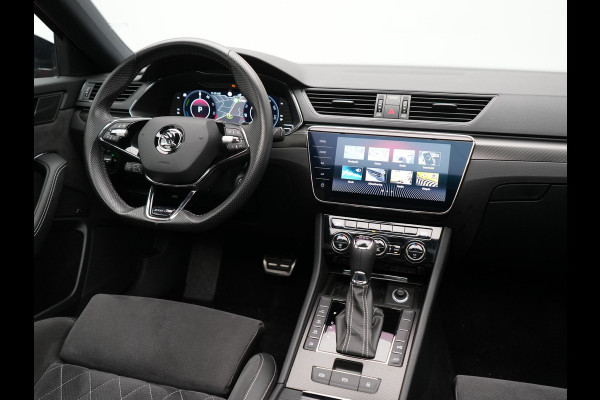 Škoda Superb Combi 1.4 TSI iV Sportline Business Plug In Hybrid 218pk Dealer O.H PHEV | Trekhaak Af Fabriek | Panodak | Adaptive Cruise | Canton Audio | Alcantara Sportstoelen Memory & Verwarmd | 360 | Apple Carplay | Blis | Stuur Verwarmd | Virtual | Navigatie | DAB |