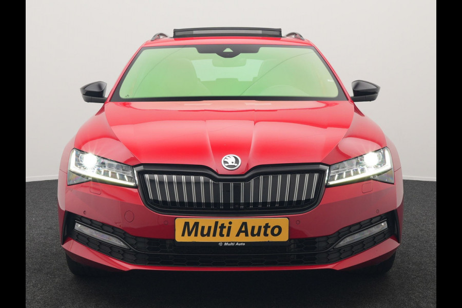 Škoda Superb Combi 1.4 TSI iV Sportline Business Plug In Hybrid 218pk Dealer O.H PHEV | Trekhaak Af Fabriek | Panodak | Adaptive Cruise | Canton Audio | Alcantara Sportstoelen Memory & Verwarmd | 360 | Apple Carplay | Blis | Stuur Verwarmd | Virtual | Navigatie | DAB |