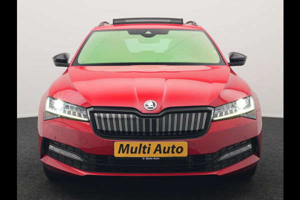 Škoda Superb Combi 1.4 TSI iV Sportline Business Plug In Hybrid 218pk Dealer O.H PHEV | Trekhaak Af Fabriek | Panodak | Adaptive Cruise | Canton Audio | Alcantara Sportstoelen Memory & Verwarmd | 360 | Apple Carplay | Blis | Stuur Verwarmd | Virtual | Navigatie | DAB |