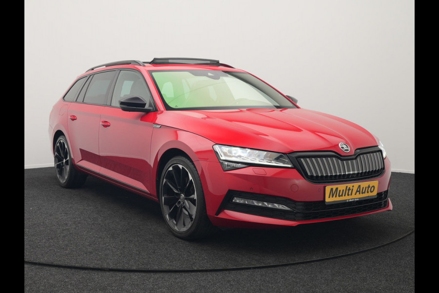 Škoda Superb Combi 1.4 TSI iV Sportline Business Plug In Hybrid 218pk Dealer O.H PHEV | Trekhaak Af Fabriek | Panodak | Adaptive Cruise | Canton Audio | Alcantara Sportstoelen Memory & Verwarmd | 360 | Apple Carplay | Blis | Stuur Verwarmd | Virtual | Navigatie | DAB |