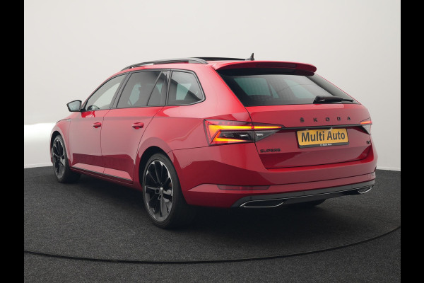 Škoda Superb Combi 1.4 TSI iV Sportline Business Plug In Hybrid 218pk Dealer O.H PHEV | Trekhaak Af Fabriek | Panodak | Adaptive Cruise | Canton Audio | Alcantara Sportstoelen Memory & Verwarmd | 360 | Apple Carplay | Blis | Stuur Verwarmd | Virtual | Navigatie | DAB |