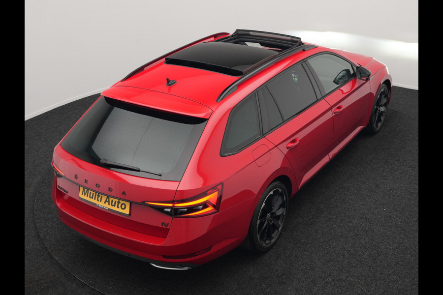 Škoda Superb Combi 1.4 TSI iV Sportline Business Plug In Hybrid 218pk Dealer O.H PHEV | Trekhaak Af Fabriek | Panodak | Adaptive Cruise | Canton Audio | Alcantara Sportstoelen Memory & Verwarmd | 360 | Apple Carplay | Blis | Stuur Verwarmd | Virtual | Navigatie | DAB |