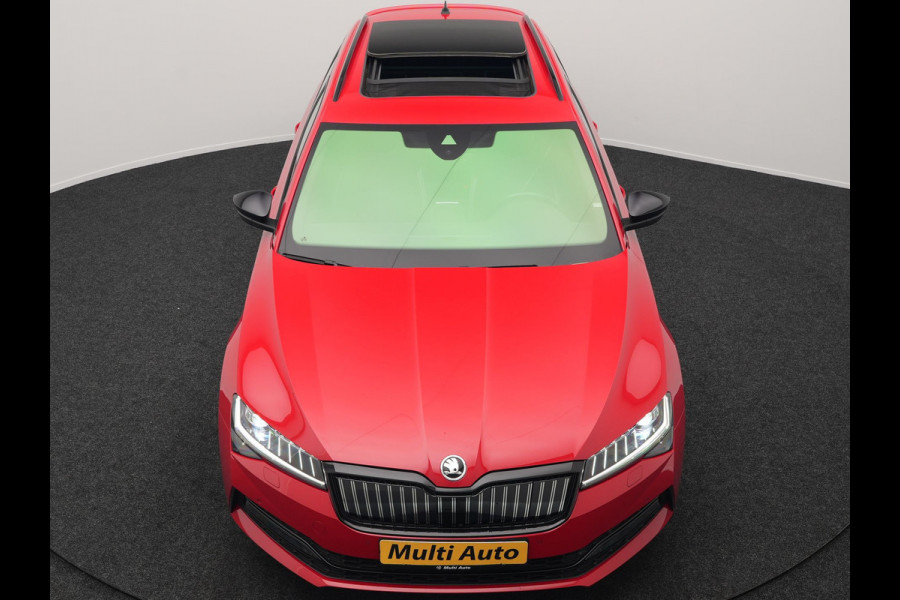 Škoda Superb Combi 1.4 TSI iV Sportline Business Plug In Hybrid 218pk Dealer O.H PHEV | Trekhaak Af Fabriek | Panodak | Adaptive Cruise | Canton Audio | Alcantara Sportstoelen Memory & Verwarmd | 360 | Apple Carplay | Blis | Stuur Verwarmd | Virtual | Navigatie | DAB |