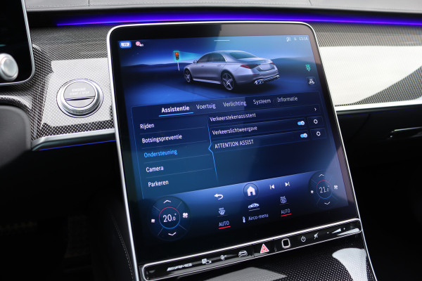 Mercedes-Benz S-Klasse AMG 63 S E Performance Aut9 | 802pk | Keramisch | Carbon | Achterasbesturing | Distronic+ | MBUX Tablet | Stoelventilatie | Zonweringspakket | Vlakkenverwarming | Massage |