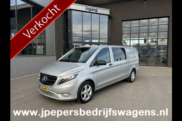 Mercedes-Benz Vito 116 CDI Extra lang / Dubbele cabine / LED / Achterdeuren / 9G-TRONIC / 2500KG Trekhaak / Camera / Parkeersensoren / Navigatie /