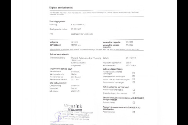 Mercedes-Benz S-Klasse 400d 4-Matic Lang Aut. *PANO | DISTRONIC | BURMESTER-AUDIO | TOP-VIEW | KEYLESS | BLIND-SPOT | AIRMATIC | FULL-LEATHER  | FULL-LED |  MEMORY-PACK  | WIDE-SCREEN-DIGI-COCKPIT | AMBIENT-LIGHTNING |  HEATED/VENTI