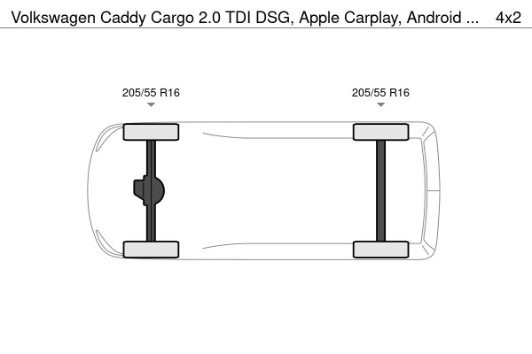 Volkswagen Caddy Cargo 2.0 TDI DSG, Apple Carplay, Android Auto, PDC, Schuifdeur, Laaddeuren, 16" Velgen, Volledig Onderhouden