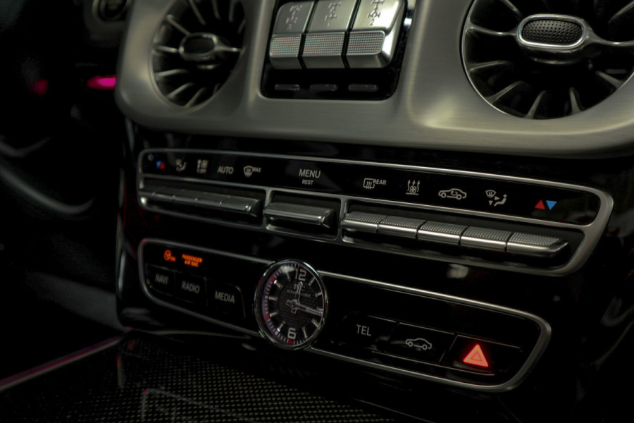 Mercedes-Benz G63 AMG Panodak Carbon Burmester Leer 360 PTS Open dak Navi Memory Stoelventilatie Stoelverwarming Climate NL auto